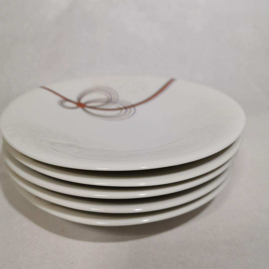 Amazon.co.jp: 庫山窯 祝い結 中皿5枚揃 白地に水引模様 前畑